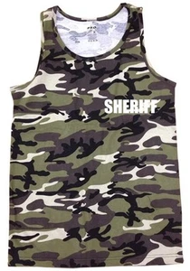 Nueva camiseta sin mangas SHERIFF impresa para hombre camuflaje personalizada divertida hipster camuflaje ejército gimnasio - Imagen 1 de 3