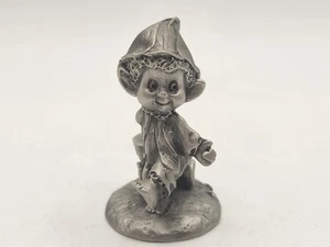 Linda estatuilla de carro de nogal Hallmark Little Gallery Pewter Elf Boy 1983 - Imagen 1 de 18