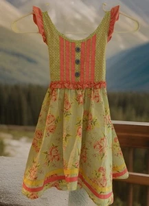 Matilda Jane Happy & Free Heat Wave Dress Sz 4 Sleeveless Floral Pink Green LN - Picture 1 of 12