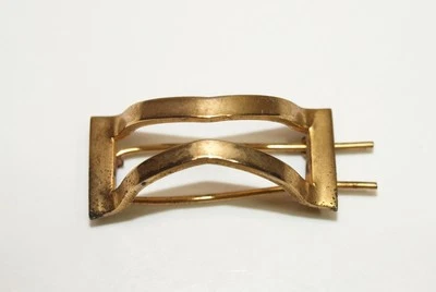 Vintage Ladies Gold Tone Half Circle Pony BARRETTE Squeeze Closure Hair Clip - Image 1 of 4