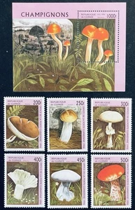 GUINEA MUSHROOMS STAMPS SET OF 6 + SS MNH 1996 TOADSTOOL FUNGUS FUNGI NATURE - Picture 1 of 3