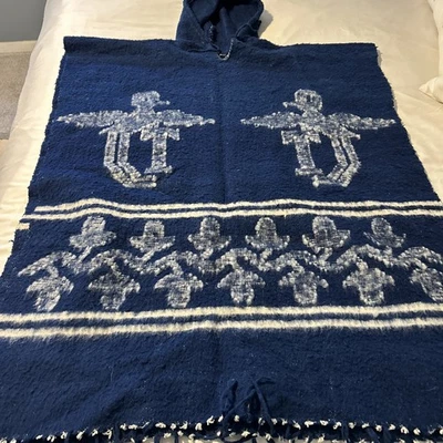 Poncho vintage mexicano o chino no seguro mezcla de lana con capucha, talla única, Foto 1 de 4