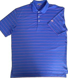 Peter Millar Summer Comfort Golf Polo Men's XL Royal Blue Pink Stripe Tournament - Picture 1 of 8
