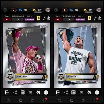 Topps WWE SLAM *DIGITAL* - Chrome Teal Laser x200 Cards, John Cena & Rock Awards - Image 1 of 2