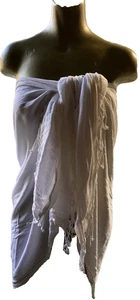 Chic White Fringed Long RECTANGULAR SCARF - Picture 1 of 5