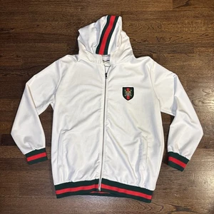 Gucci Felpa con Cappuccio e Zip a Righe Bianco Verde Rosso Tg M - Foto 1 di 9
