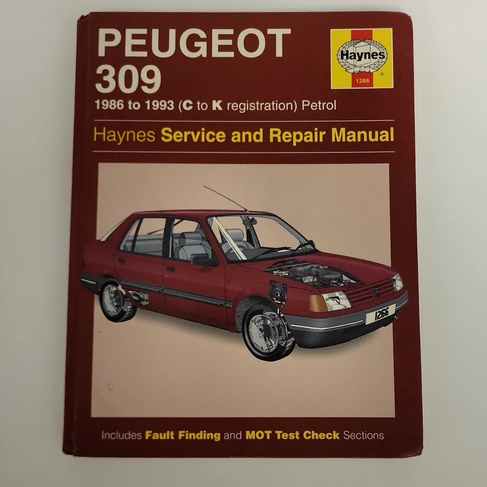 Haynes Manual no.1266  PEUGEOT 309 Petrol - 1986 To 1993 (C-K Reg) Hardback - Image 1 of 3