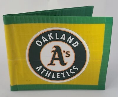 Oakland Athletics A's Bi-Fold Duct Tape Wallet MLB Baseball handmade minimalist - Image 1 of 3