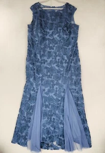 Alex Evenings Kleid Damen 22 W blau Spitze Plissee Netz Abendkleid formell Maxi - Bild 1 von 13