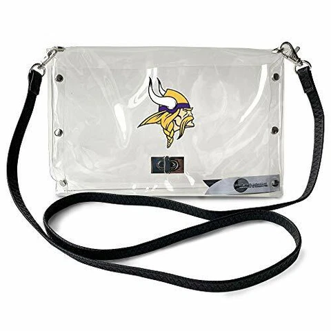 Littlearth Womens NFL Minnesota Vikings Clear Envelope Purse with Black Fashion Cover