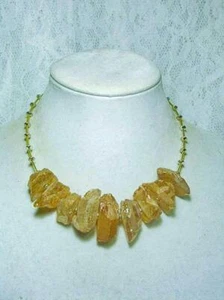 CYNTHIA LYNN "CLASSIC ROCK" ROH CHAMPAGNER QUARZ KRISTALL NUGGETS COLLIER HALSKETTE - Bild 1 von 1