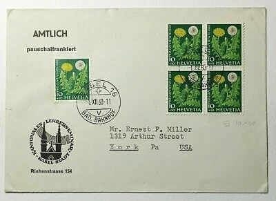1960 Basel Switzerland First Day Cover Pro Juventute Wildflower Scott #723 - Image 1 of 2