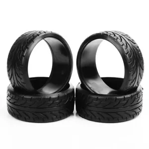 4Pcs Tyres For RC HSP HPI Racing Model Car 1:10 Flat Drifting On- Road Tires Set - Picture 1 of 9