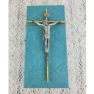 Vintage Funerary Funeral Casket Cross Crucifix Jesus Catholic Religion in Box - Picture 1 of 5