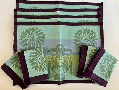 New Primrose Bordier Pour Le Jacquard Francais 4 Jacquard Placemat & Napkin Sets - Image 1 of 4