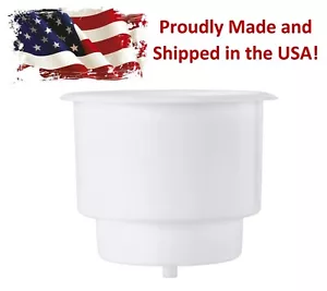 White Drop-in Plastic Cup Drink Can Holder with 1/4" Drain Hole Boat RV 50 100pk - Picture 1 of 17