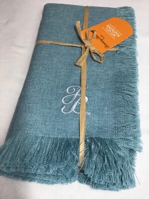TOMMY BAHAMA NAPKINS TURQUOISE FRINGE 100% POLYESTER (4) NIP - Image 1 of 4