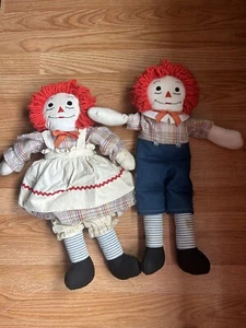 Vintage Raggedy Ann and Andy Puppenset 19"" Zoll handgefertigte Stoffpuppen - Bild 1 von 14
