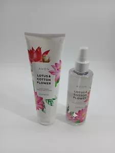 (Lot Of 2) Avon Lotus & Cotton Flower Body Cream Body Mist Sealed*** - Picture 1 of 6