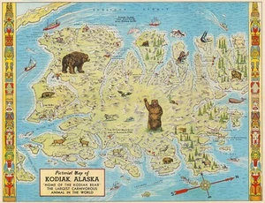 Bildkarte von Kodiak Island Alaska Bär 11x14 Wandkunstdruck Wohndeko - Bild 1 von 2