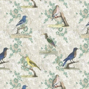 Designers Guild Stoff 'WALLPAPER BIRDS - PERGAMENT' 2,1 METER John Derian - Bild 1 von 7