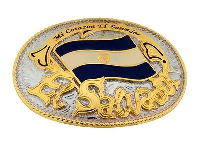 El Salvador Hebilla Cinturón Bandera Centroamericana Dorado Plata Metal Hombres Moda Nuevo Foto 1 de 4