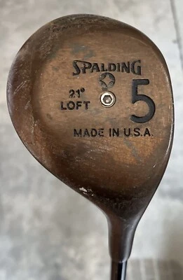 Vintage Spalding Bronze/Gold Colored Metal 21* 5-Wood - RH - Aldila Stiff - Image 1 of 4
