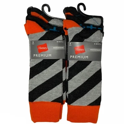 Calcetines de vestir surtidos Hanes Premium para hombre 2 paquetes de 3 zapatos talla 6-12 6 pares en total Foto 1 de 4