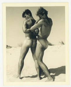 Two Buff Beefcake Men Wrestling 1950 Bruce Of LA Gay Physique Male Q7315 - Picture 1 of 2