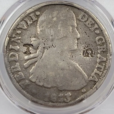 1813 Mexico CHIHUAHUA 8 Reales Silver Cast Provisional Issue PCGS F Detail *H490 - Image 1 of 4