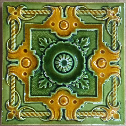 ANTIQUE -ART NOUVEAU- EUROPEAN - MAJOLICA TILE C1900 Cover
