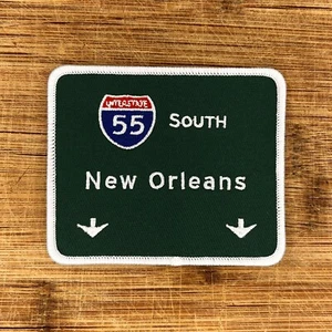 New Orleans Interstate 55 Patch 3.5x3 Inch Iron-On Highway Sign Travel Souvenir - Picture 1 of 2