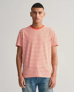GANT Striped Logo Crew Neck T-Shirt - Picture 1 of 4