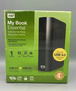 WD My Book Essential 1TB External Hard Drive (WDBACW0010HBK-NESN) - Sealed - Afbeelding 1 van 6