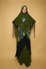 ciemnozielona sukienka z khimarem, muzułmańska moda damska, sukienka maxi islamskie hidżaby