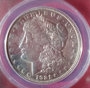 1921 S Morgan Silver Dollar ANACS Graded AU 55 Cleaned . - Picture 1 of 4