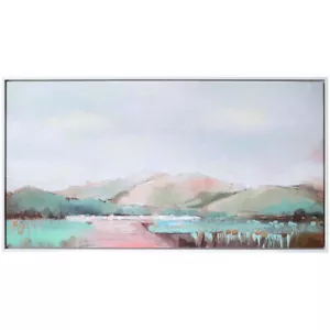 LVD Framed Canvas/Resin Meadow Fields Wall Hanging Home/Room Decor 130x70cm - Picture 1 of 3