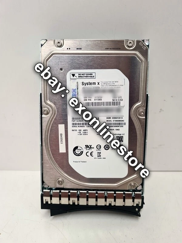 81Y9798 - 3TB 7.2K 6Gbps NL SATA 3.5" G2HS HDD (FRU: 81Y9799) - Image 1 of 1