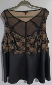 Torrid Women's Shirt Size 4XL Peplum Black Plus 26 Scuba Knit Lace Corset Goth - Picture 1 of 12