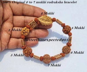 Bracciale Rudraksha Rudraksh 2 3 4 5 6 7 Mukhi (Faccia) Perline Aum Mala - Foto 1 di 3