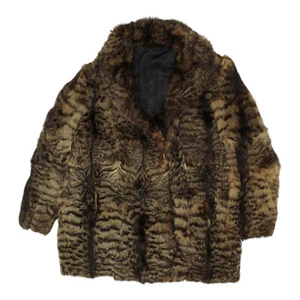 Abrigo de piel estampada marrón vintage para mujer | Chaqueta de lujo de alta gama - Imagen 1 de 2