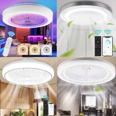 80W 85W Ceiling Fan Lighting Timer Quiet Living LED Room Sleep Fan - Image 1 of 4