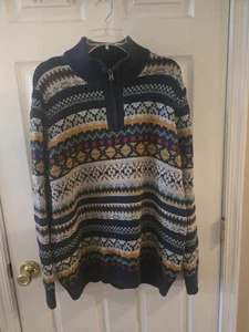 Vintage LL Bean Herren Fair Isle Pullover/ XL Reg/ 1/4 Zip/ 100% Bio Baumwolle - Bild 1 von 10