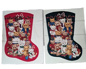 Christmas Stocking Panels Teddy Bear Large 27" DIY Sewing Gift Bag Mantle Decor - Picture 1 of 14
