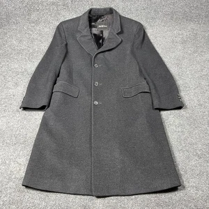 Saks Fifth Avenue Topcoat Mens Large 100% Cashmere Gray 3 Button Notch Lapel - Picture 1 of 14