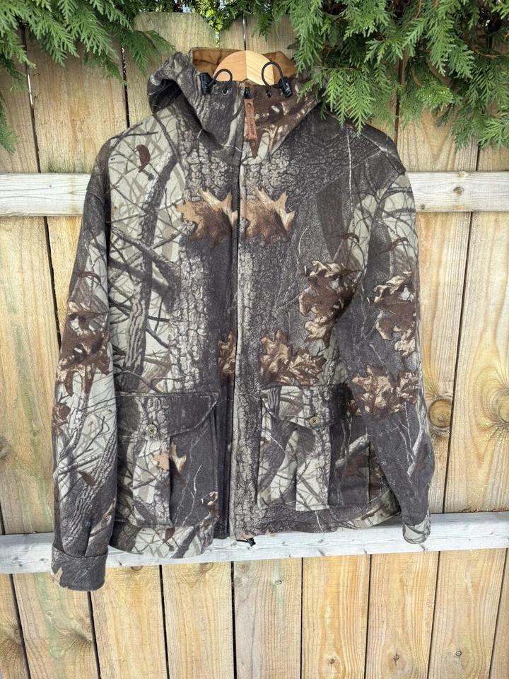 Chaqueta con Capucha Vintage WOOLRICH REALTREE HARDWOODS 100% Lana Talla L Para Hombres Camuflada Cremallera Foto 1 de 4