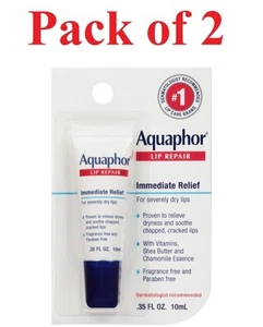 Aquaphor Lip Repair Immediate Relief For Severely Dry Lips 0.35 Fl Oz Pack of 2 - Picture 1 of 3