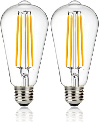 12V Edison Bulb 60 watt Equivalent E26 Medium Base LED 6w 2700k-2 Pack  - Image 1 of 4