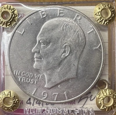 MONETA USA STATI UNITI 1 DOLLARO 1971 EISENHOWER Argento 400 sigillata FDC - Immagine 1 di 3