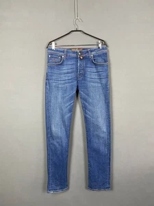 Jacob Cohen Mens Denim Jeans Size 33 Blue Stretch Skinny Leg Fly Button - Picture 1 of 9